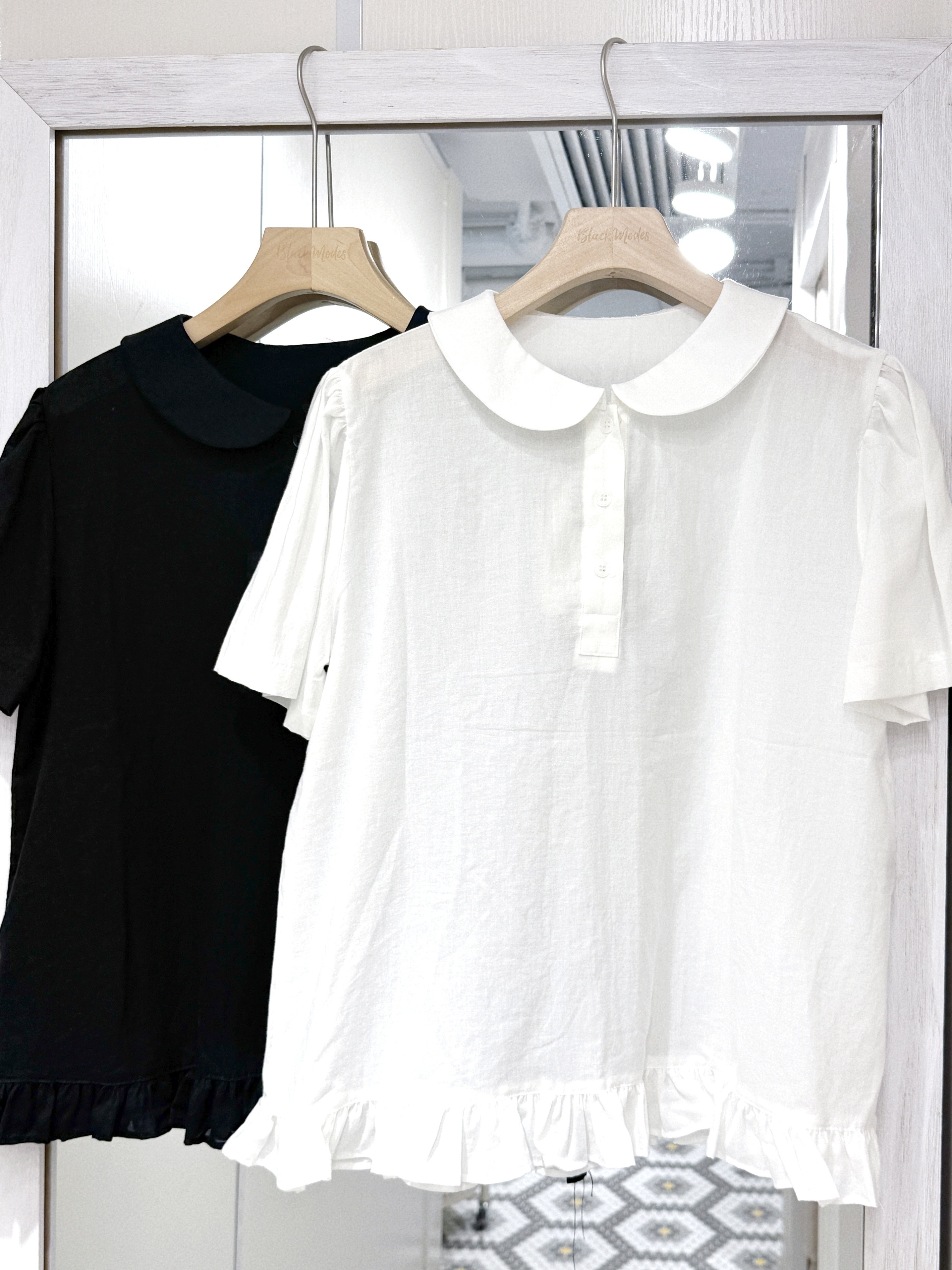 T1389｜元氣娃娃領ruffle邊短袖上衣🐇₊·🫧⋆꙳