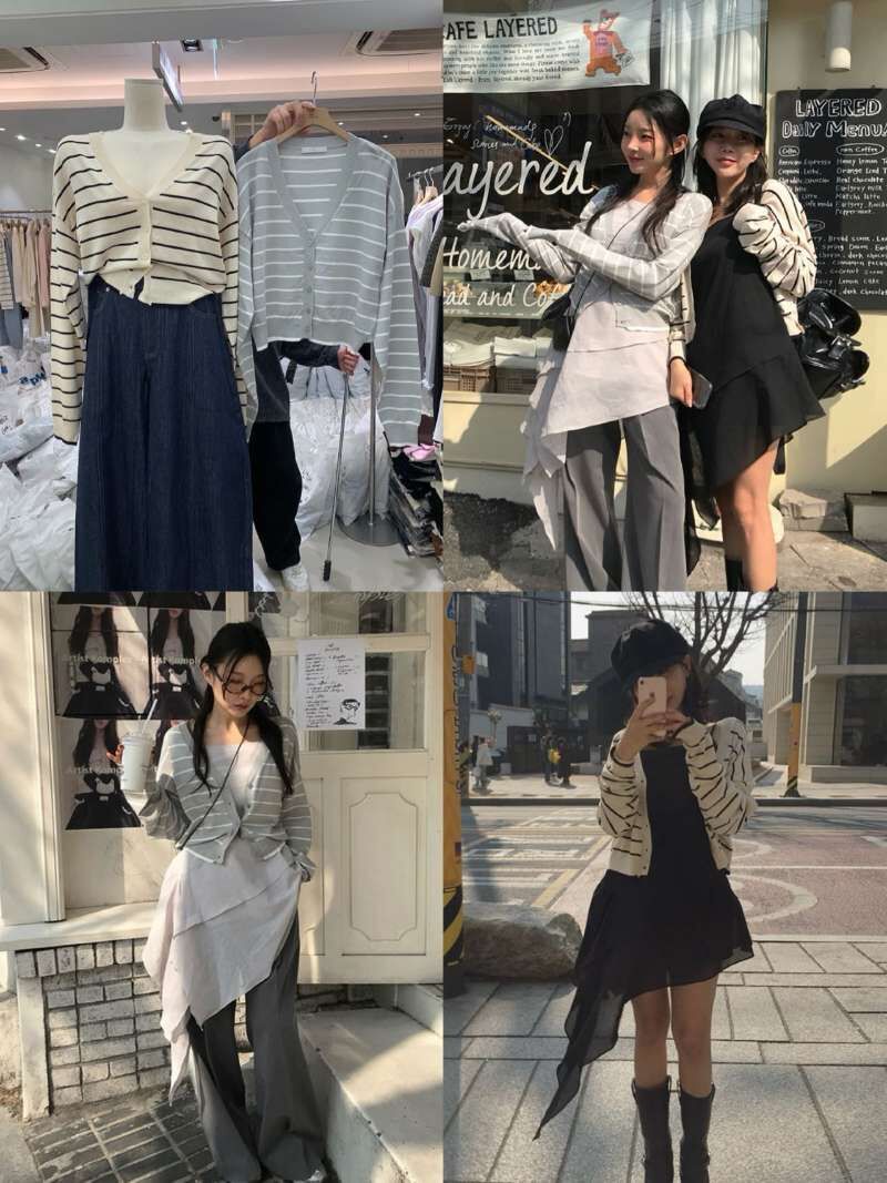 BM6064 簡單條紋V領小外套