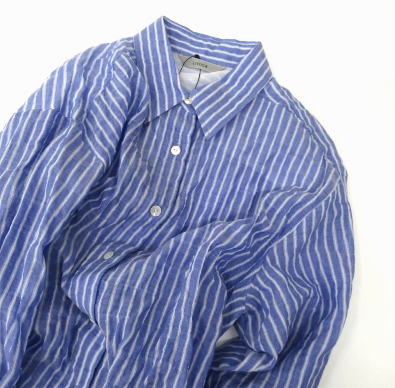 LIYOC 褶皺條紋襯衫
