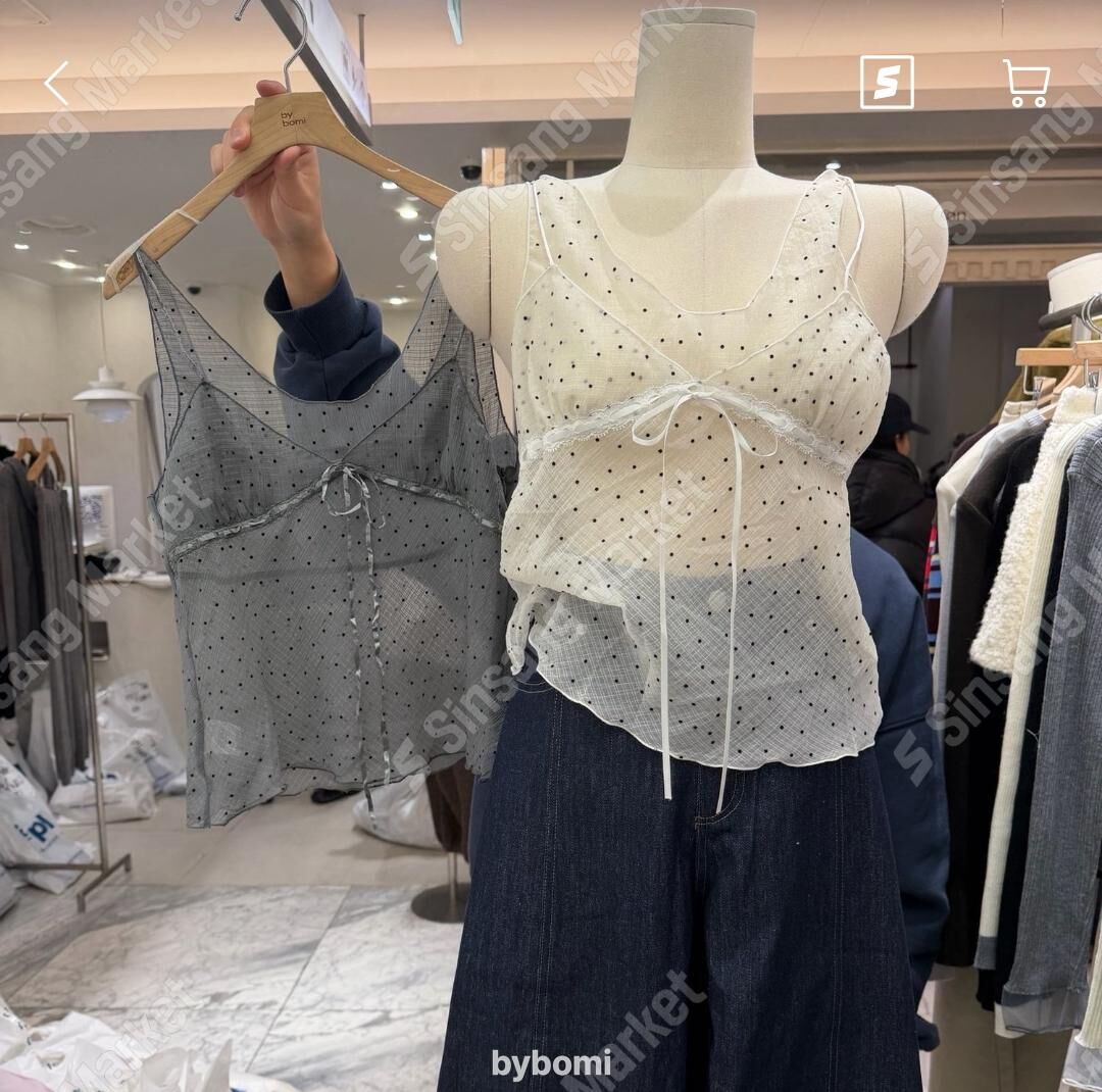 BM6061 波點蝴蝶綁帶V領背心外搭