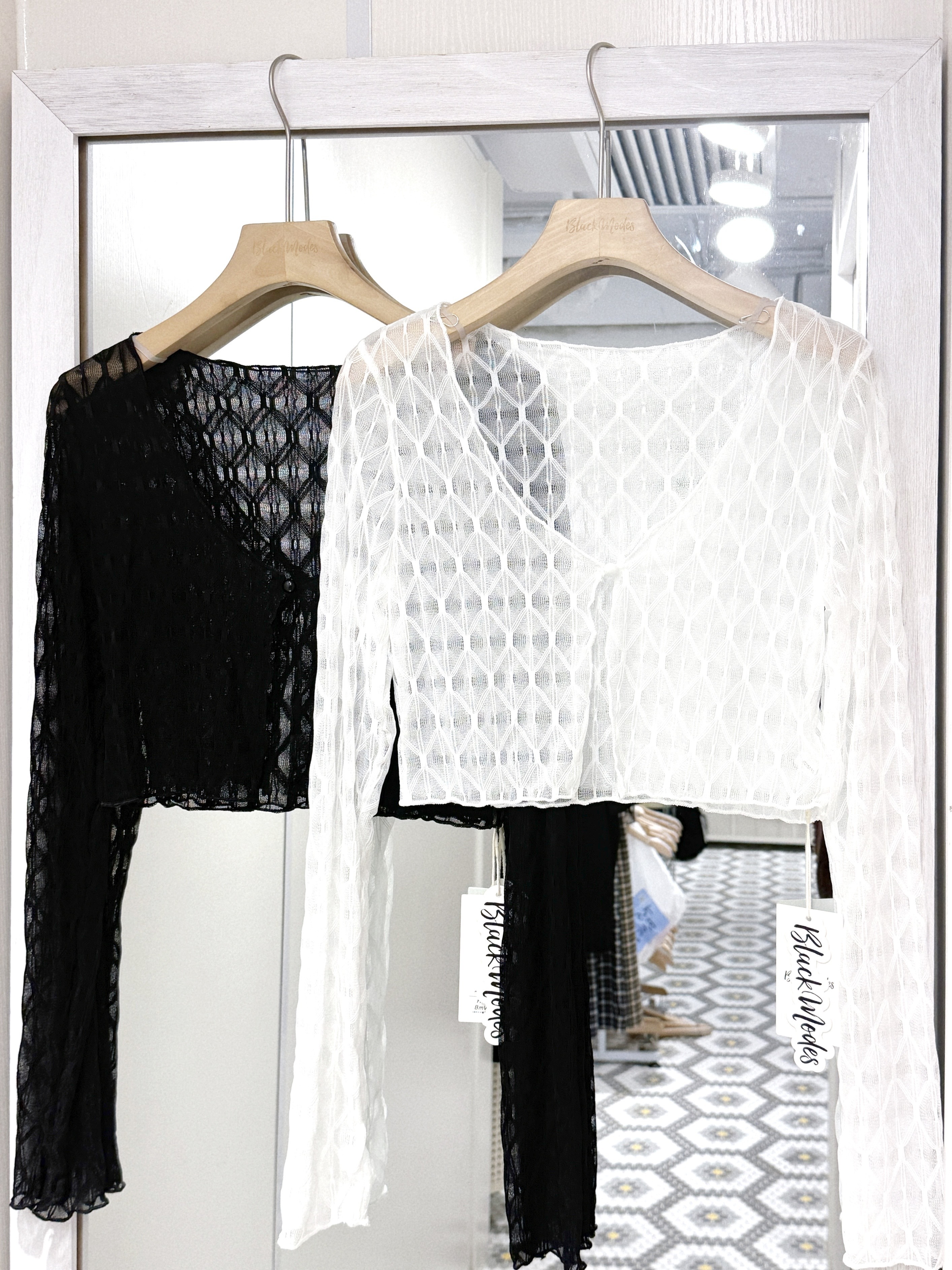 JK0425｜溫柔女友感透紗菱格外套𓍼⋆౨ৎ˚⟡