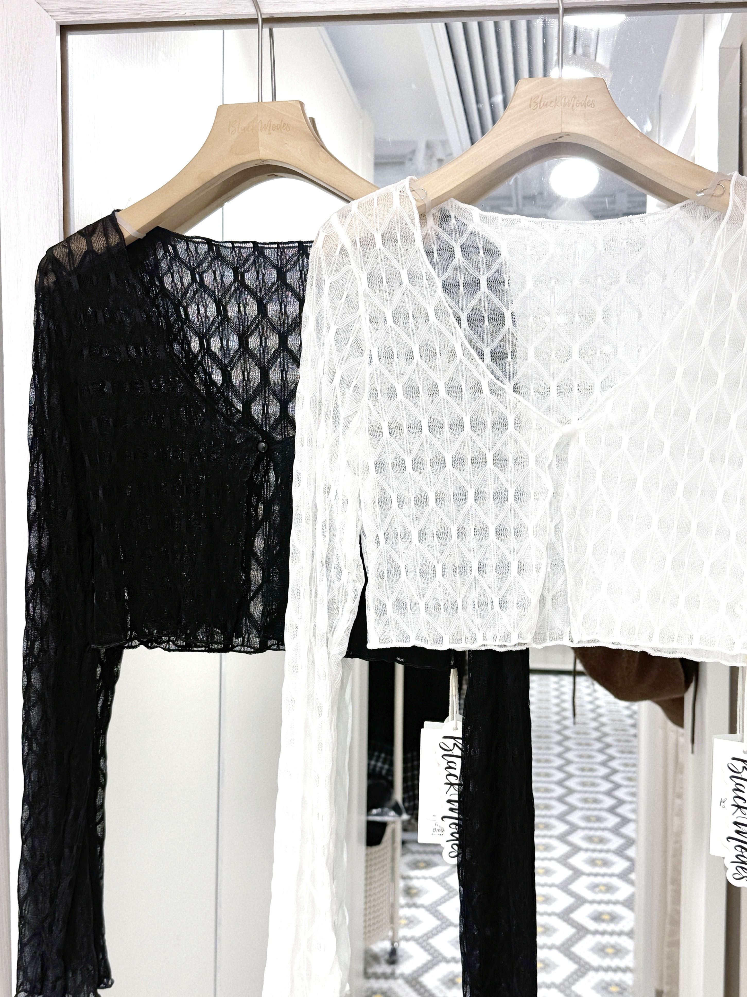 JK0425｜溫柔女友感透紗菱格外套𓍼⋆౨ৎ˚⟡