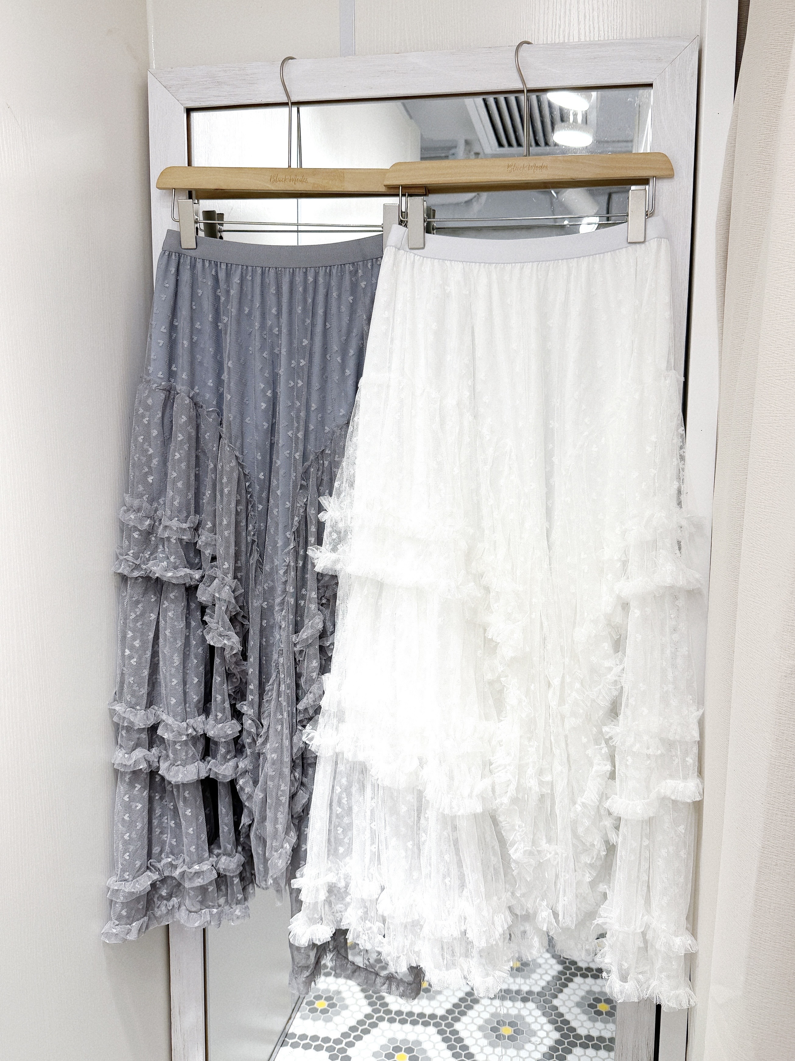 D0559｜日系透明感愛心layer長裙☁໒꒱·ﾟ