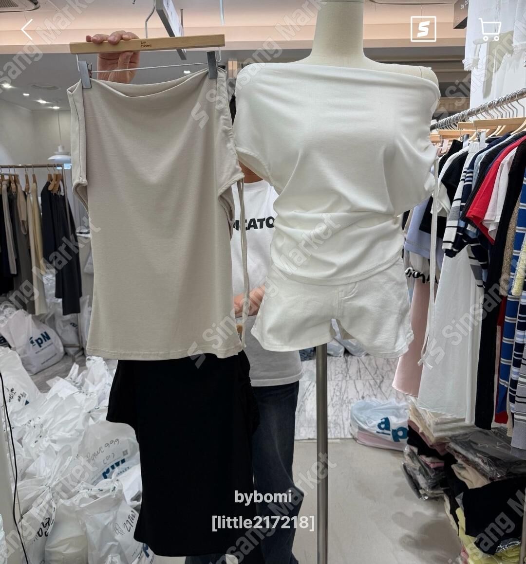 BM6067 女神單側束繩露肩上衣