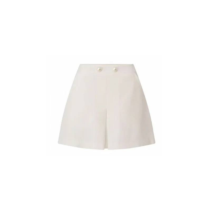 1EA0408-202 [EDWARD ACHOUR] Pearl-Detail Tailored Mini Skirt White #101116/1007 (EU)