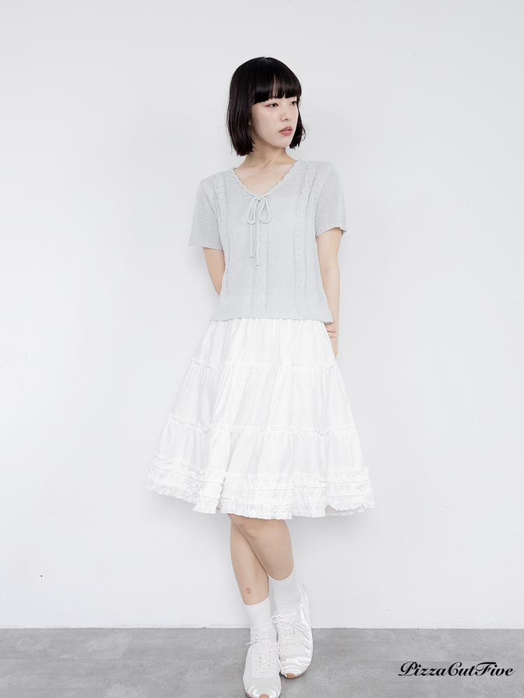 多層奶油花邊中長裙 PizzaCutFive PCF262492019