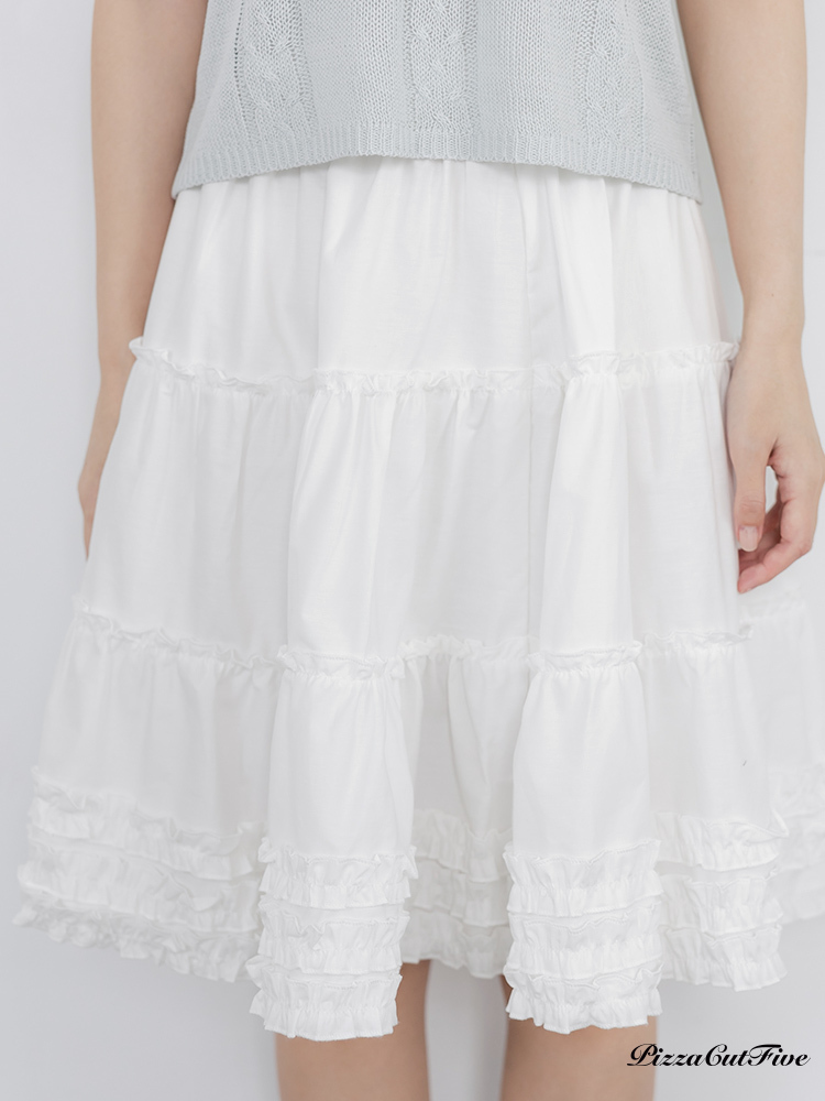 多層奶油花邊中長裙 PizzaCutFive PCF262492019