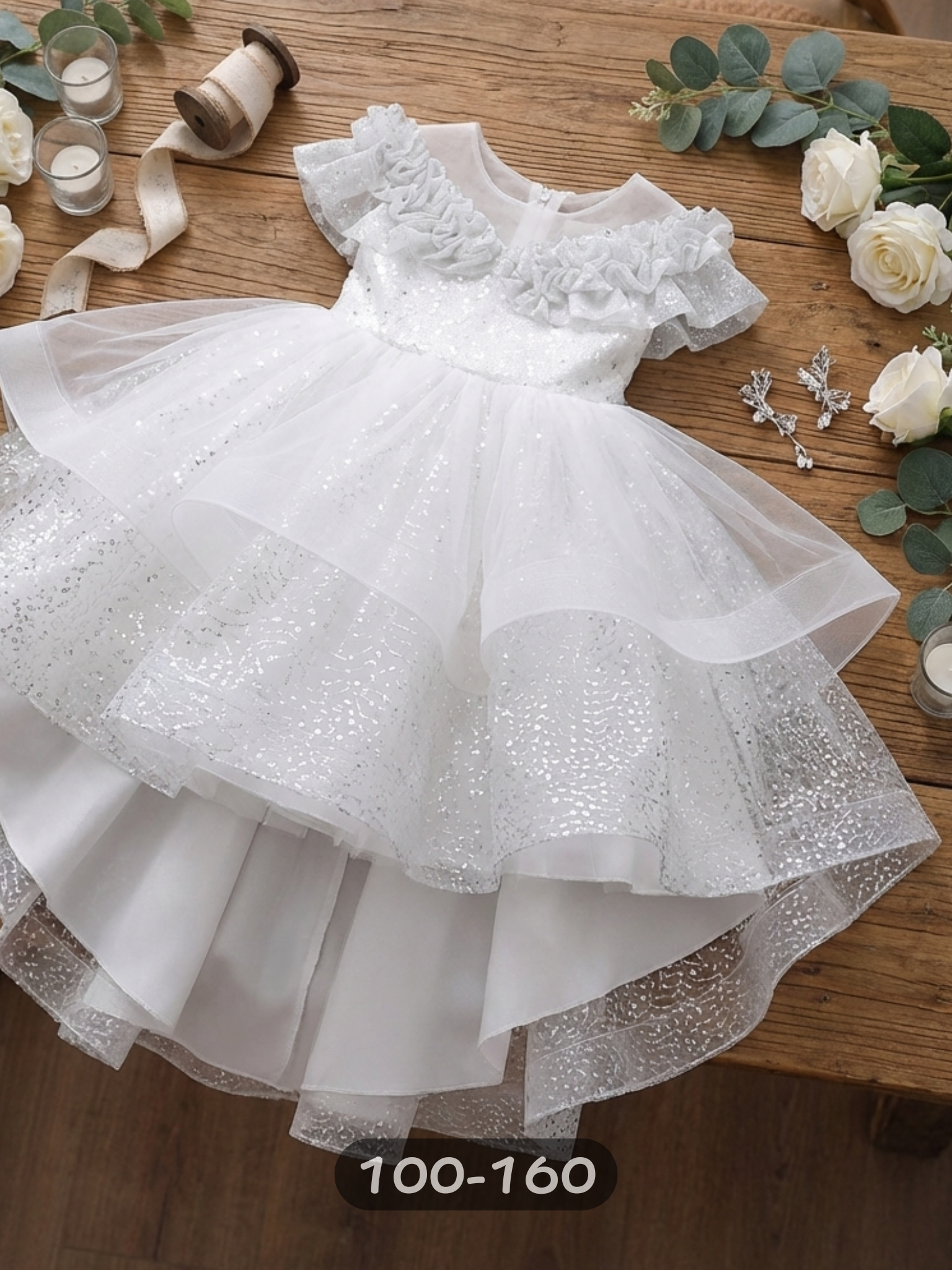 露肩星紗 拖尾洋裝/小禮服