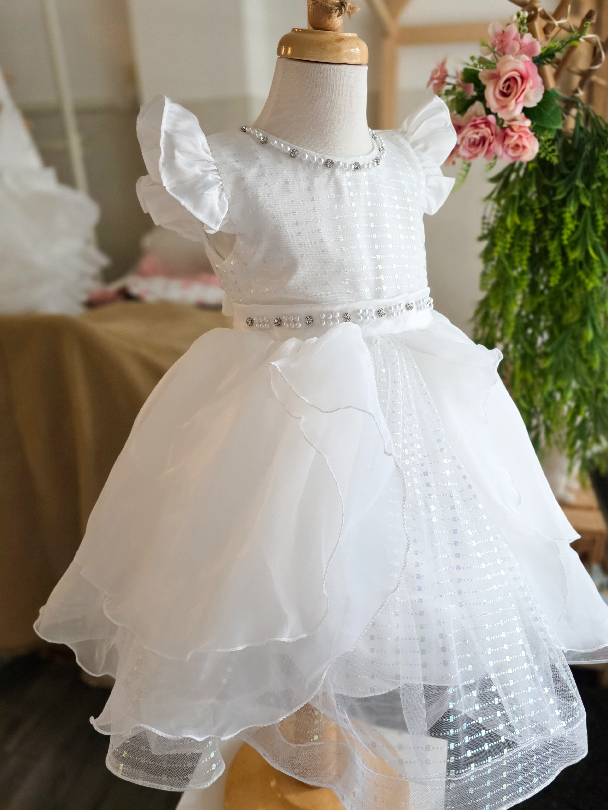 飛袖小格紗 洋裝/小禮服