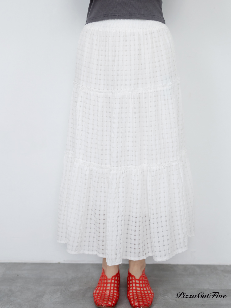 格紋透感中長裙 PizzaCutFive PCF262492022