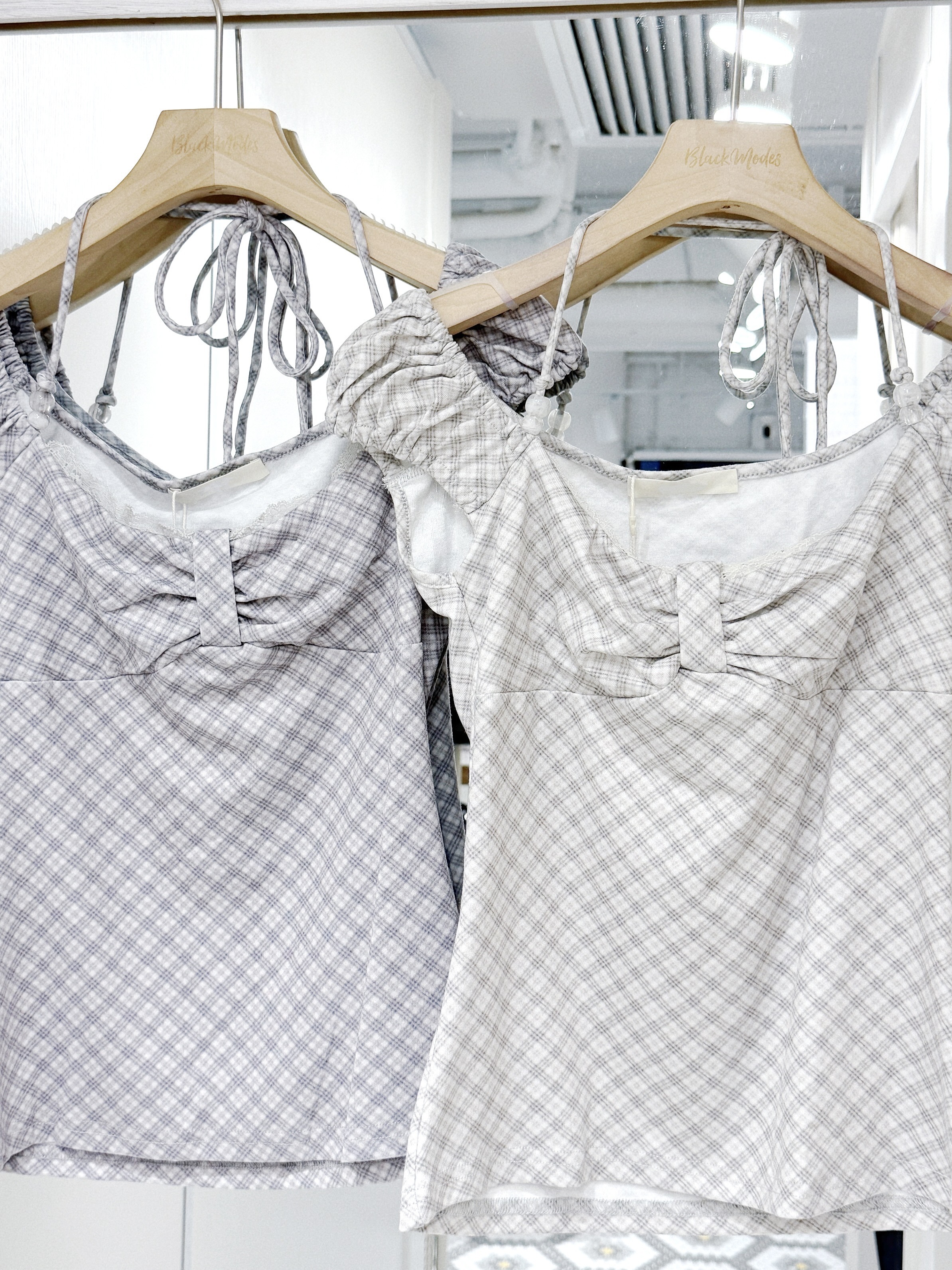 T1380｜民族風复古格仔綁帶背心上衣₊🪵ꔛ