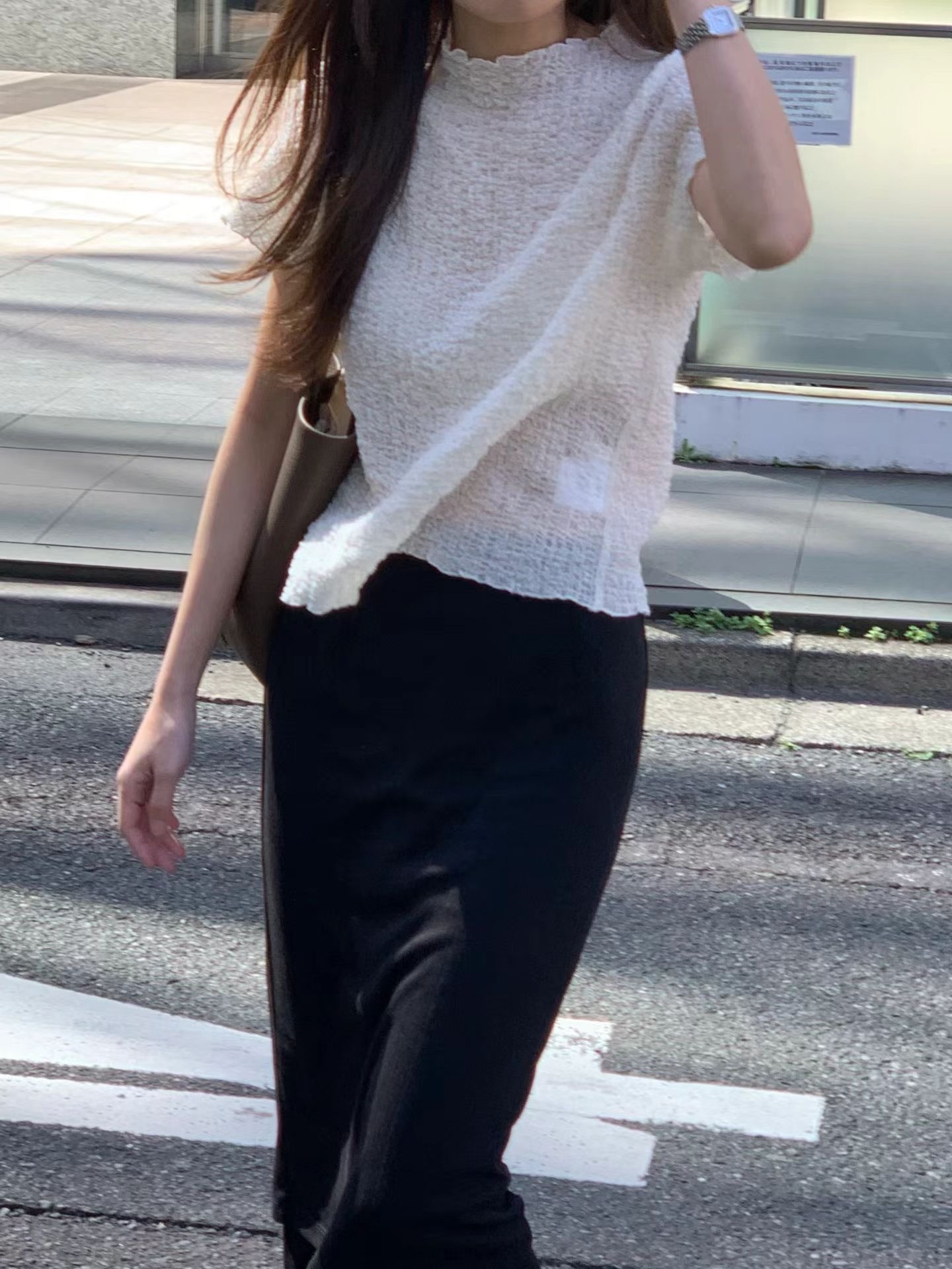 小立領氣質皺摺短袖上衣