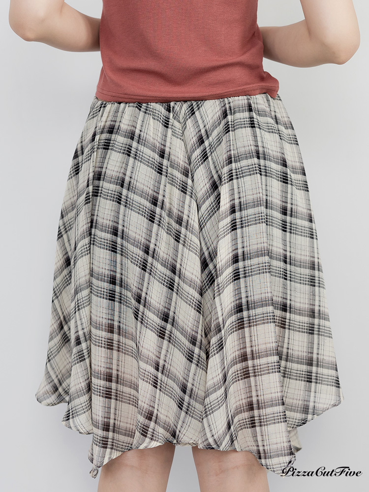 格紋斜擺中長裙 PizzaCutFive PCF262492030