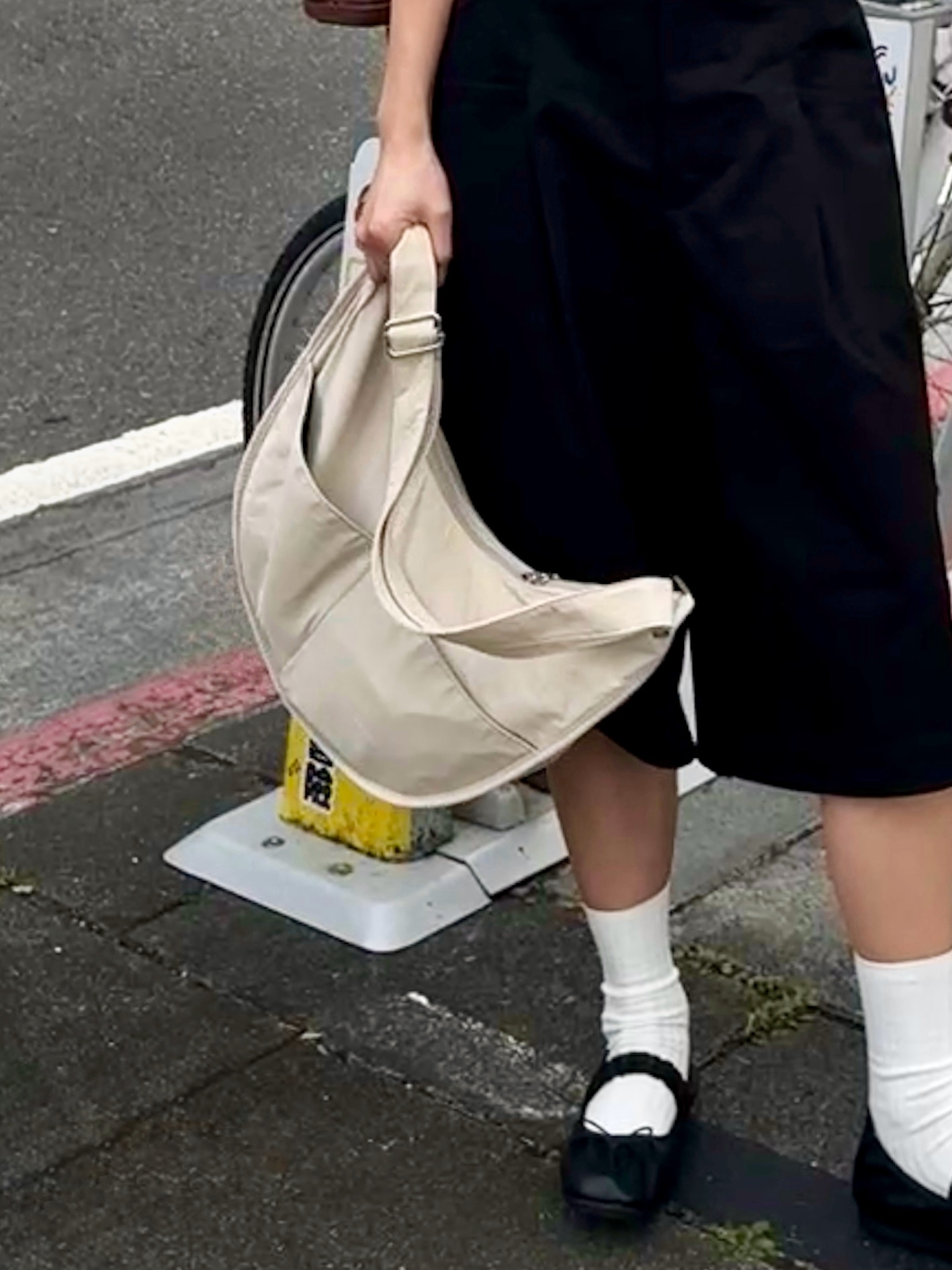 雙口袋帆布大包 (白)