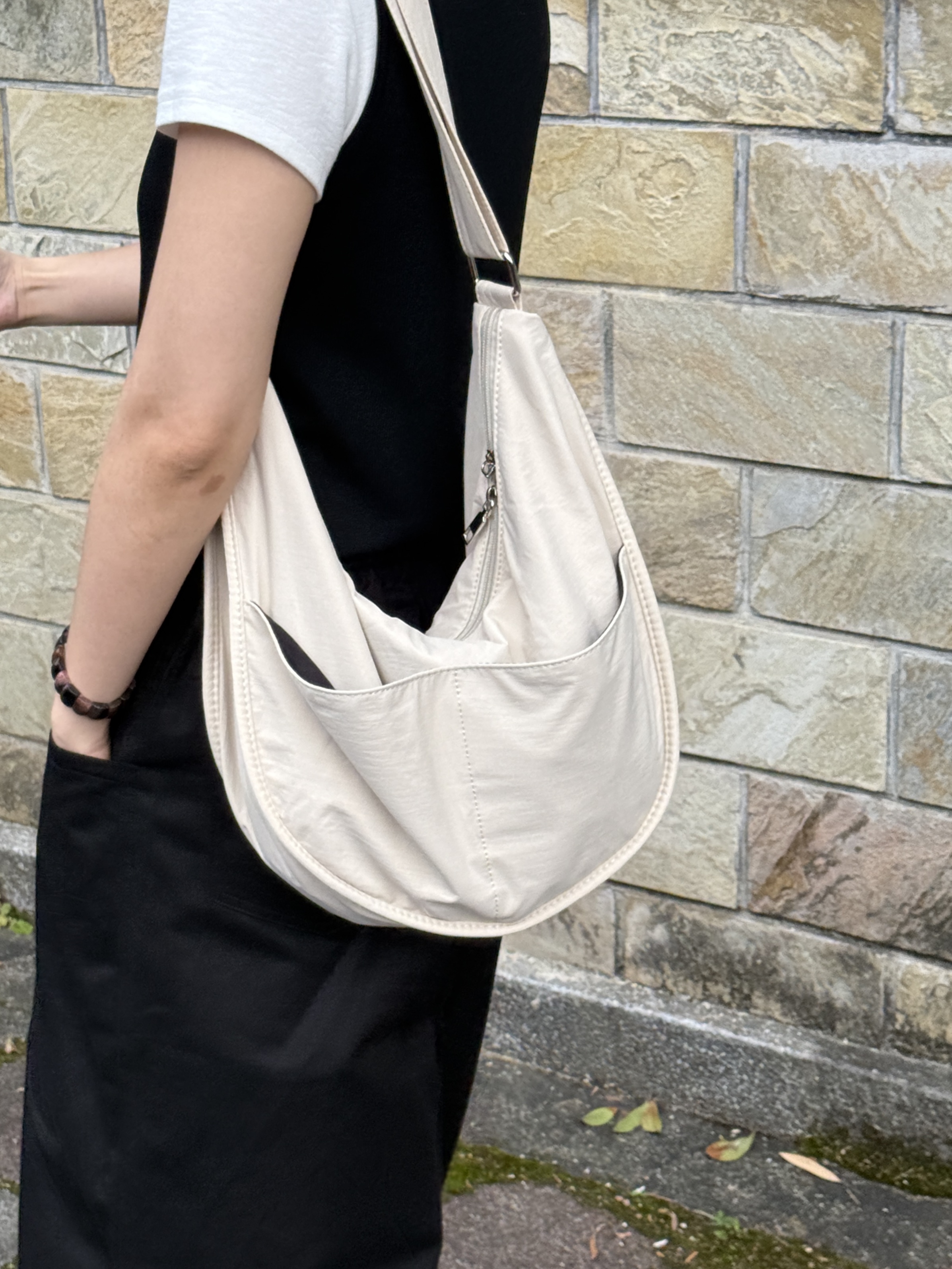 雙口袋帆布大包 (白)