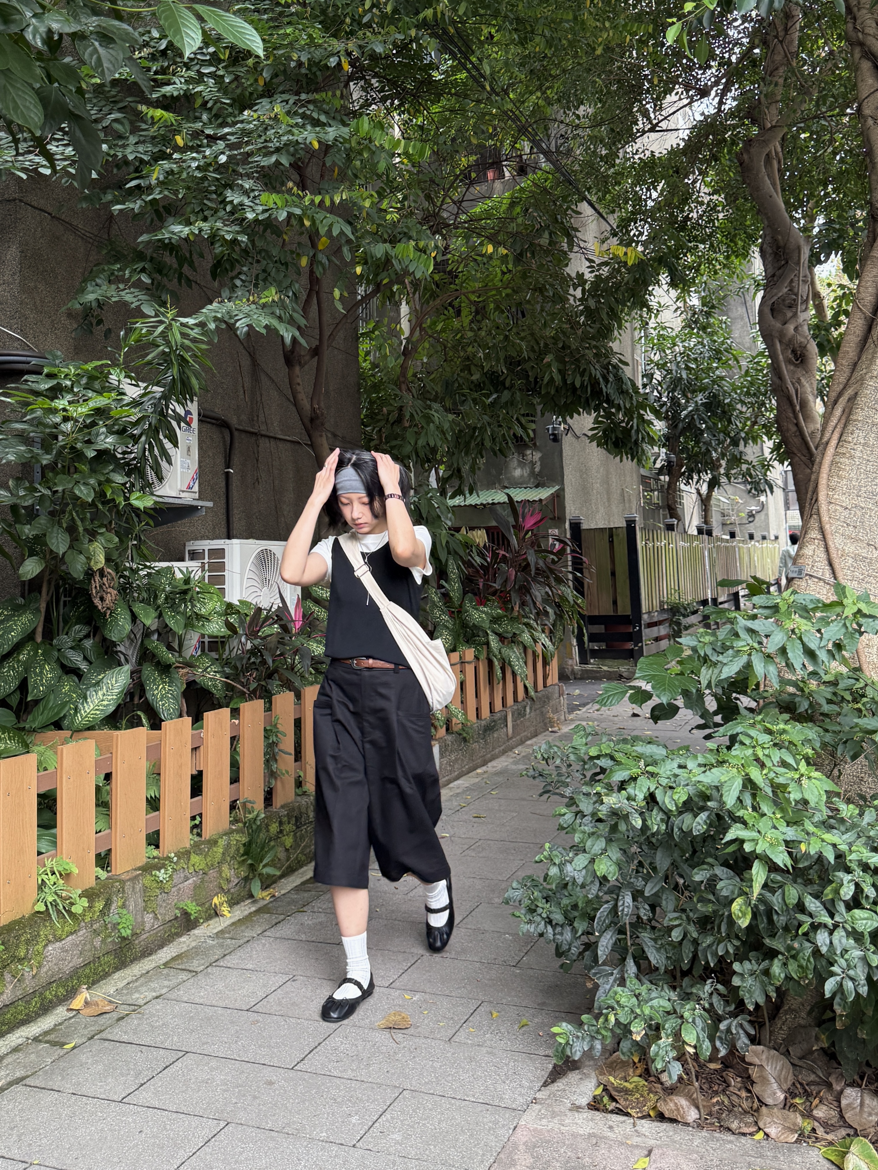 雙口袋帆布大包 (白)