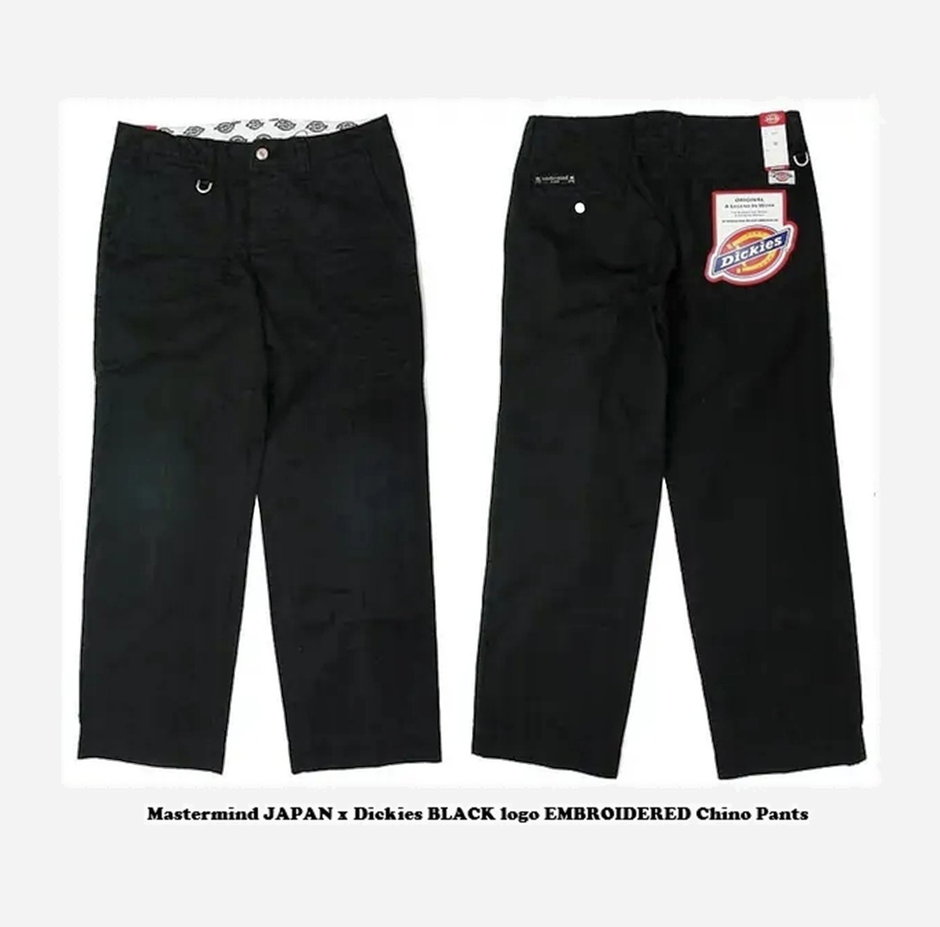 LAST SALE: Mastermind JAPAN x Dickies BLACK logo EMBROIDERED Chino Pants - IN STOCK NOW (現貨發售中)