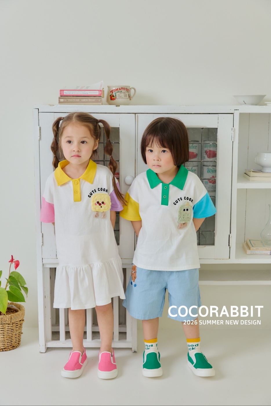 正韓夏Cocorabbit  餅乾拼袖洋裝