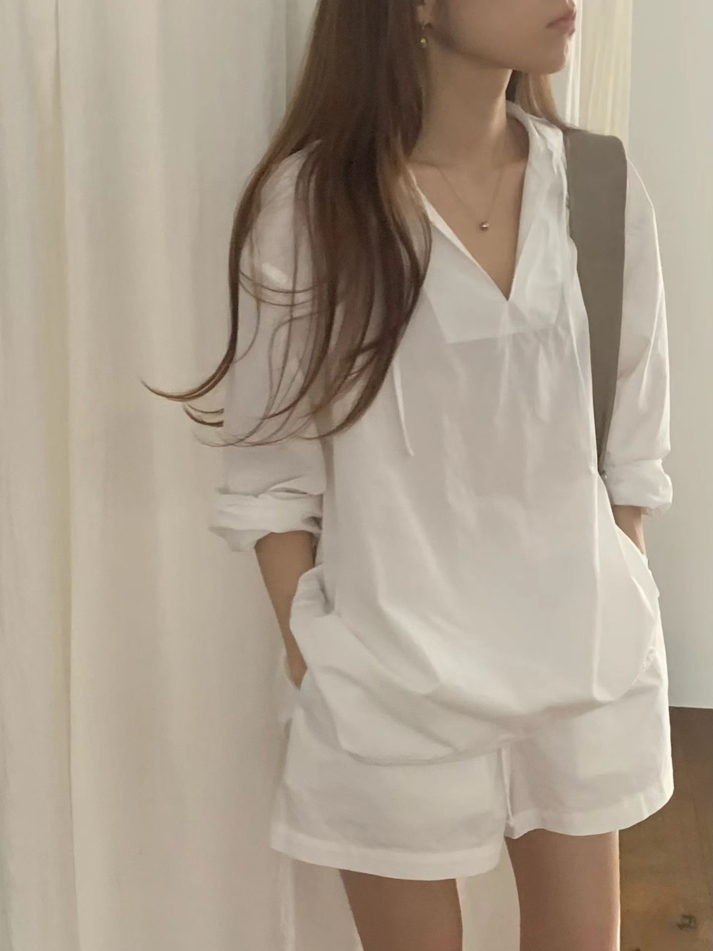 前短後長休閒連帽薄上衣