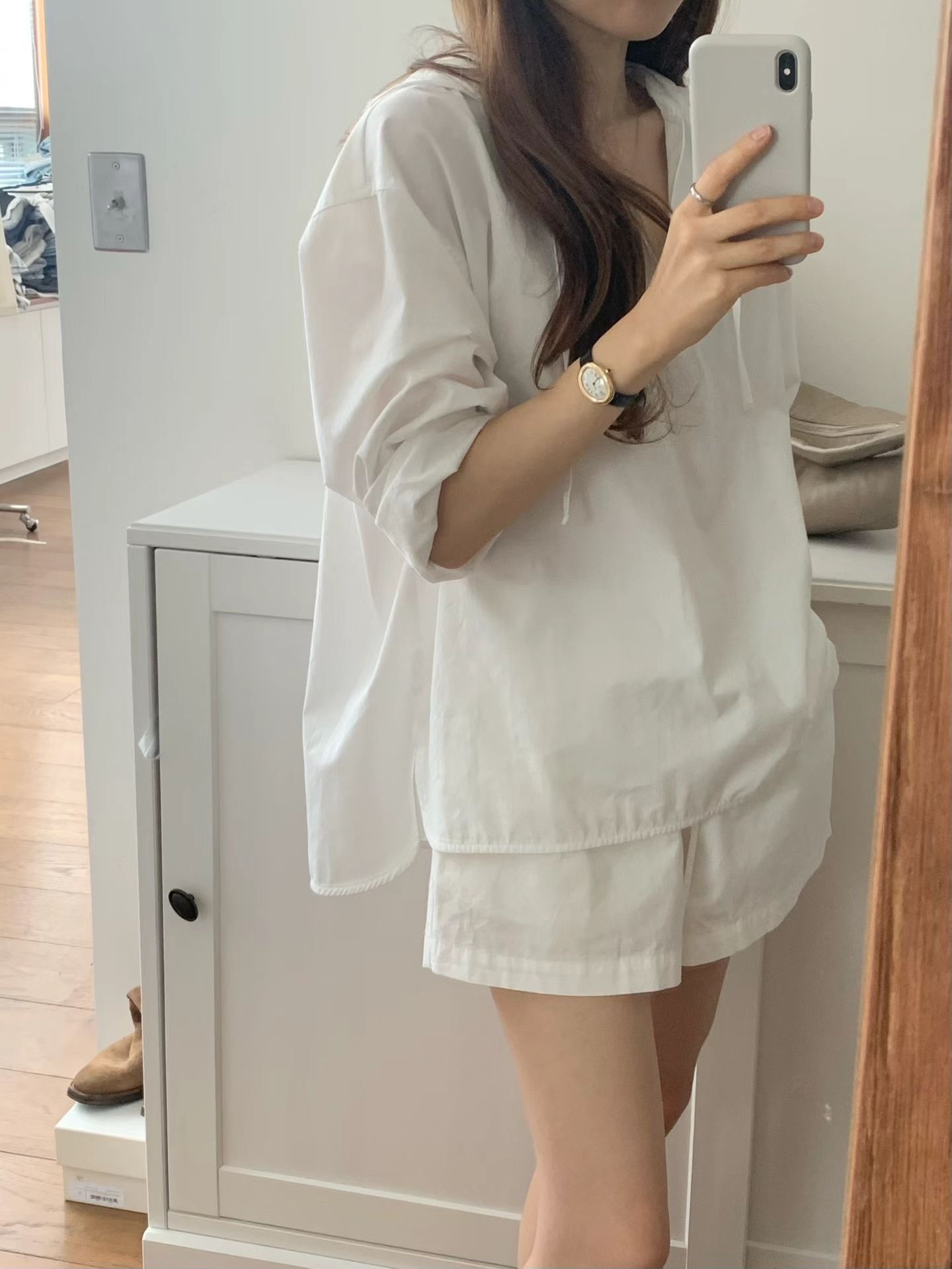 前短後長休閒連帽薄上衣