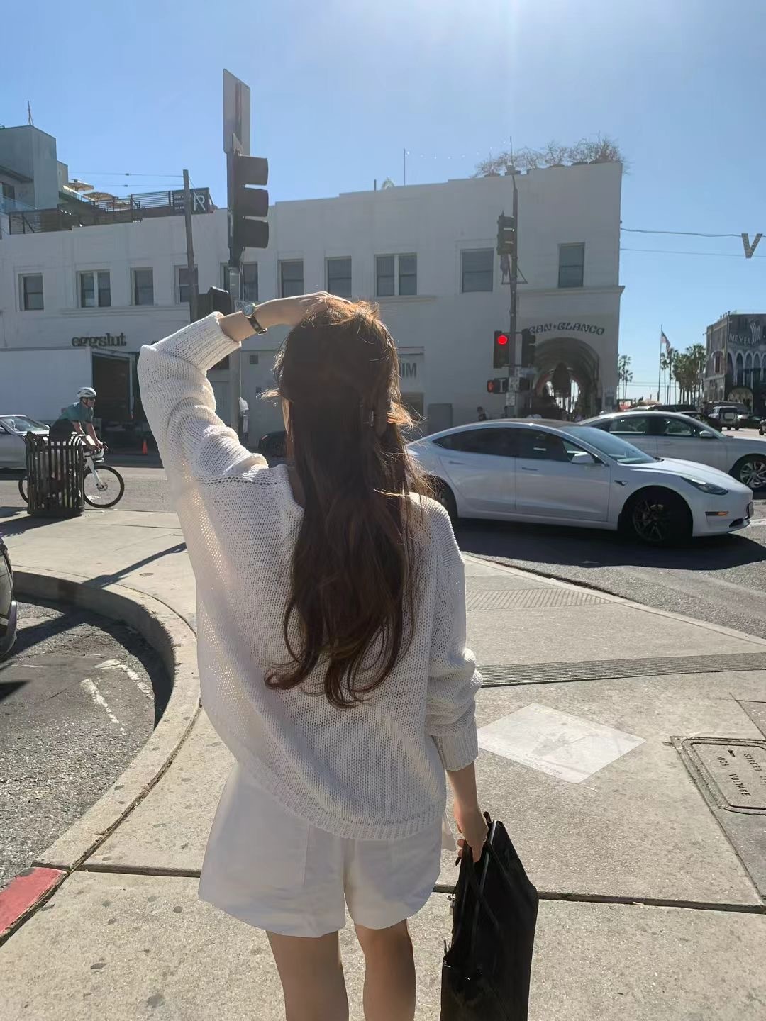 鬆緊腰綁帶口袋休閒短褲