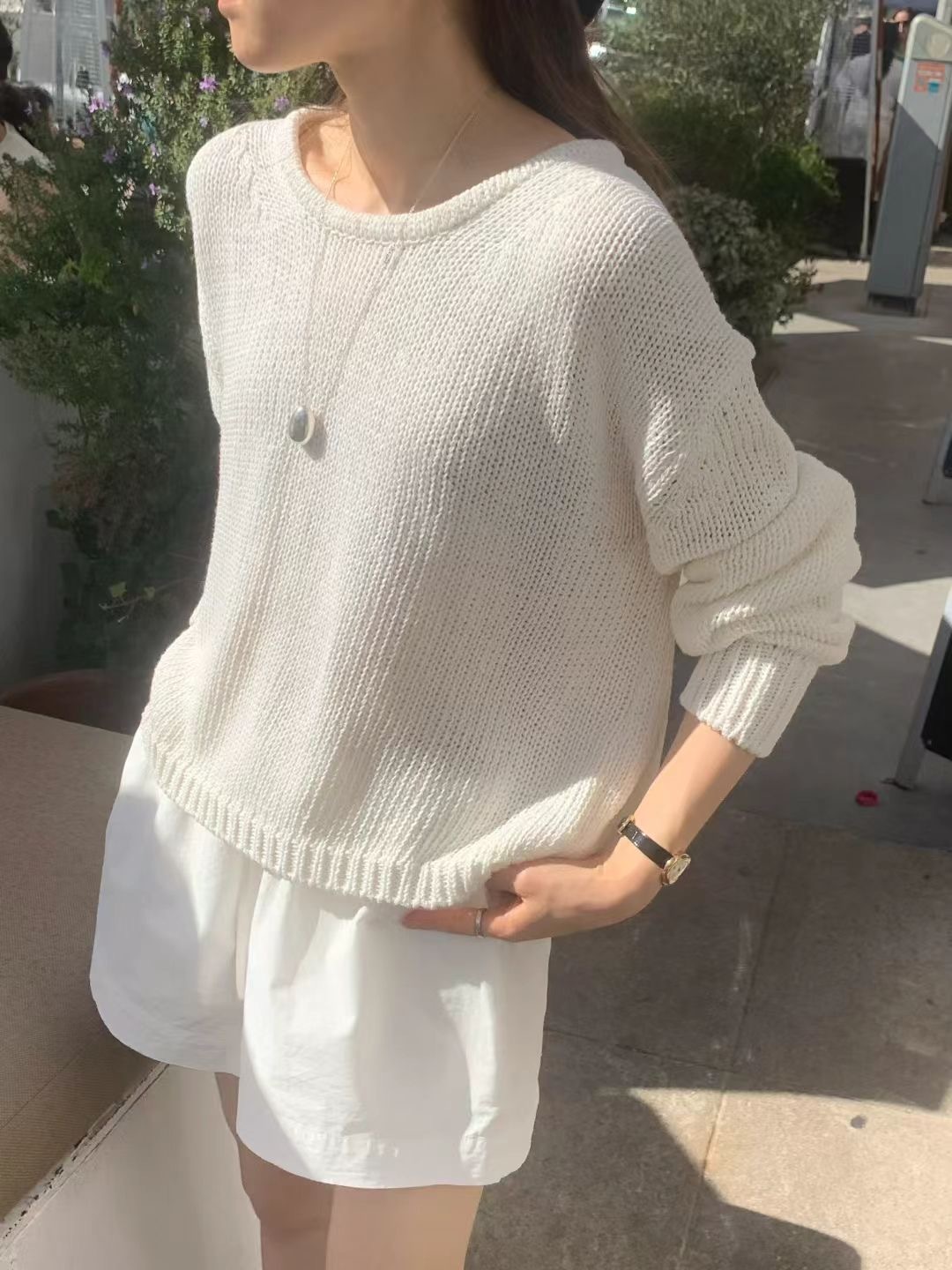 鬆緊腰綁帶口袋休閒短褲