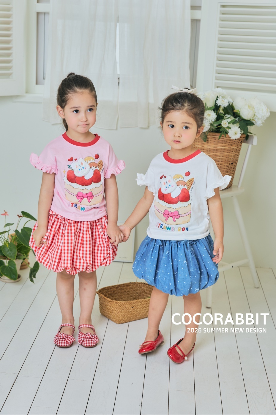 正韓夏Cocorabbit  兩色兔兔草莓蛋糕上衣