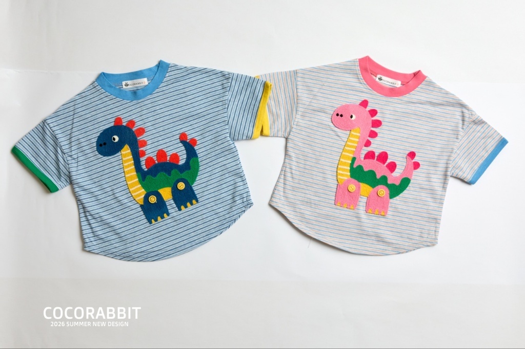 正韓夏Cocorabbit  兩色條紋恐龍上衣