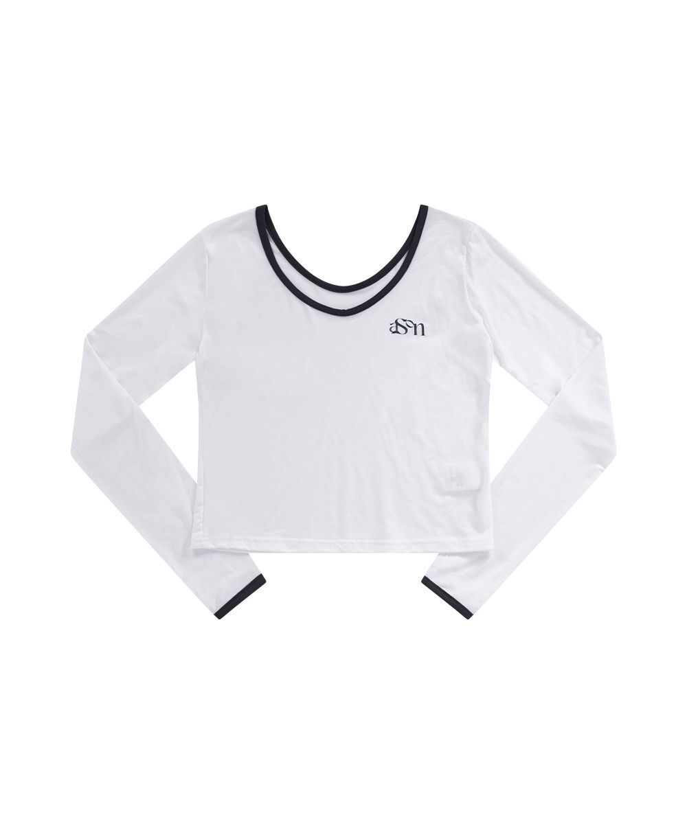 ASON EVE 配色羅紋長袖T恤 白色 AS_P0000CWU