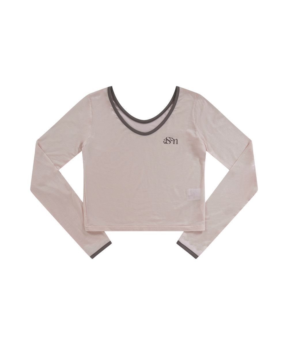 ASON EVE 撞色滾邊長袖T恤 粉色 AS_P0000CWT