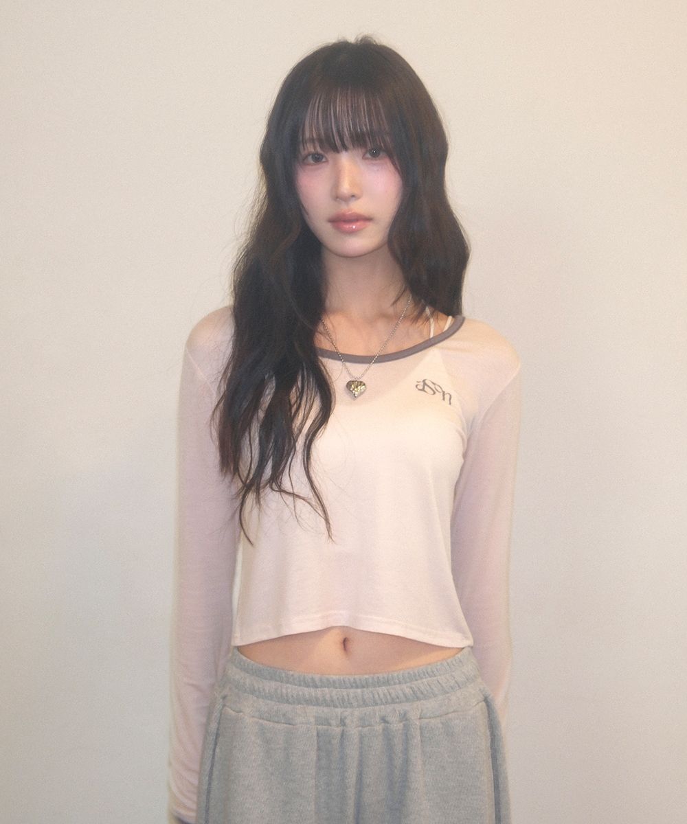 ASON EVE 撞色滾邊長袖T恤 粉色 AS_P0000CWT