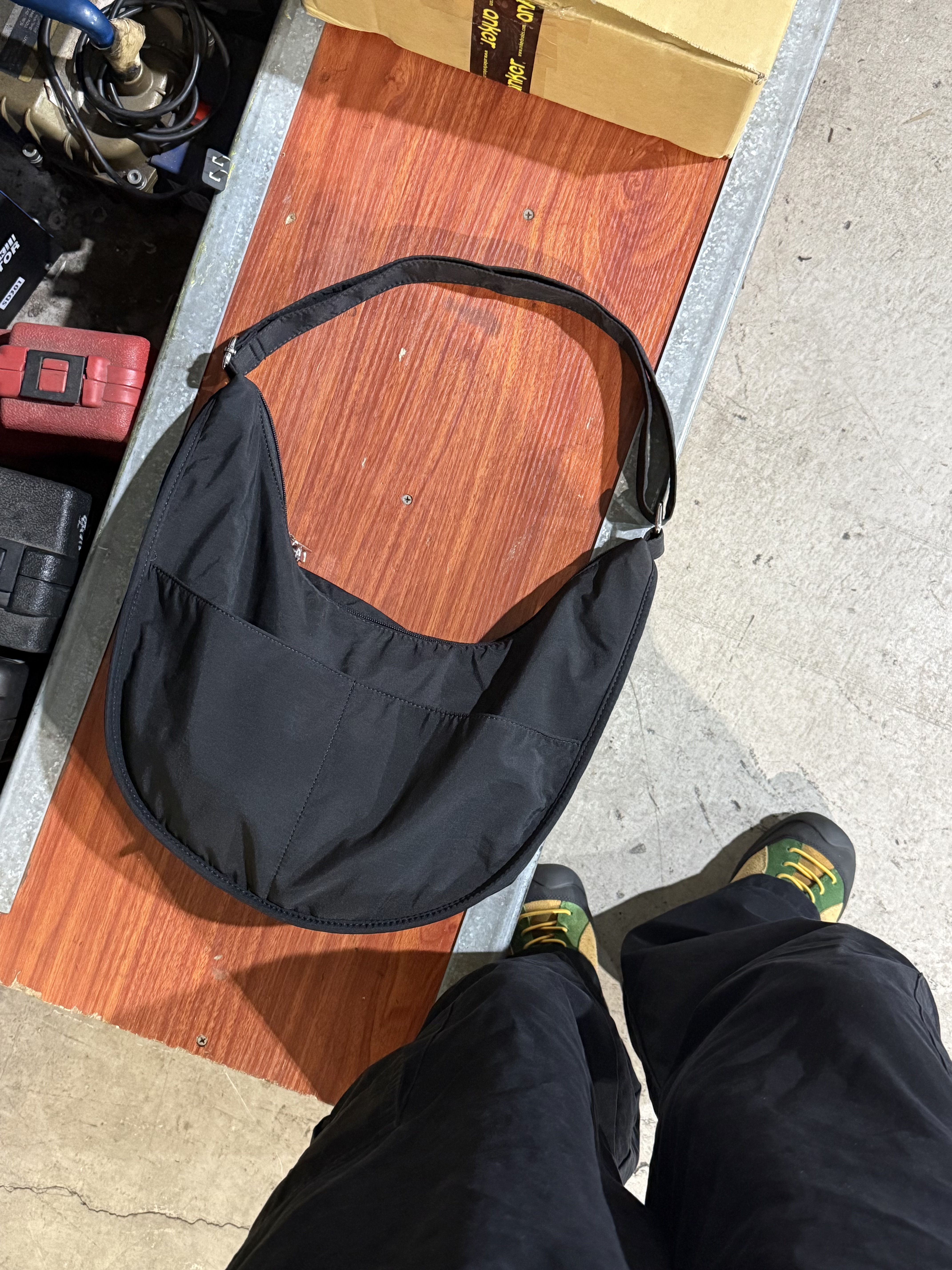 雙口袋帆布大包 (黑)