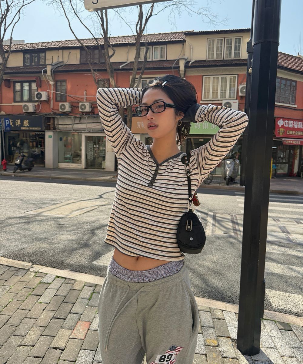 ASON 條紋長袖T恤 AS_P0000CWS