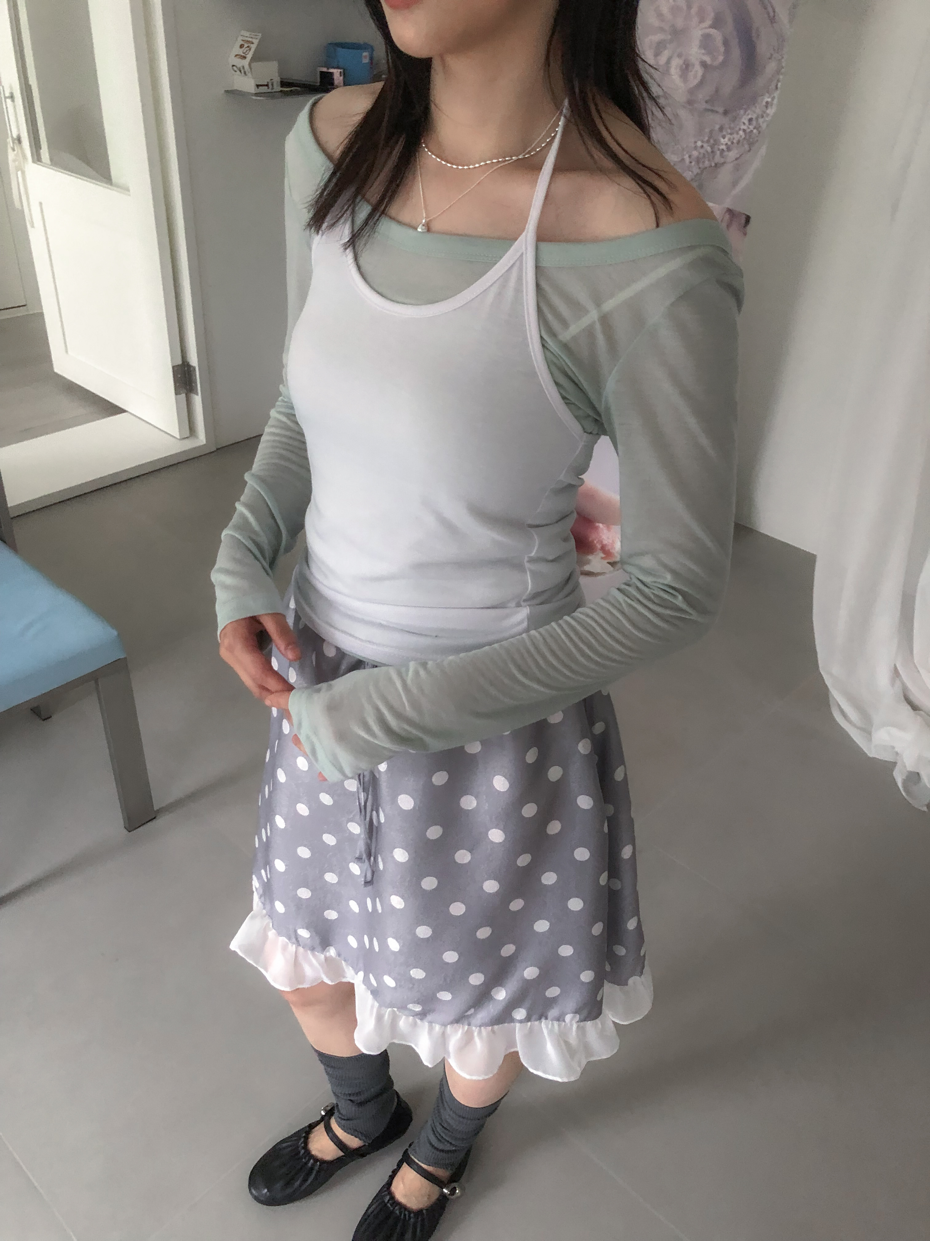 deep halter set #上衣