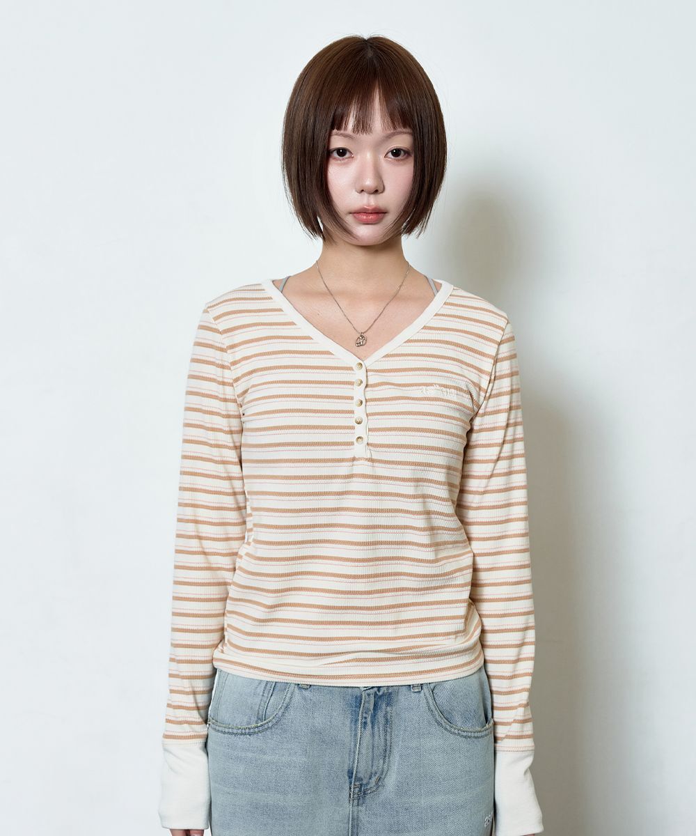 ASON 梵蒂岡條紋T恤 米色 AS_P0000CWR