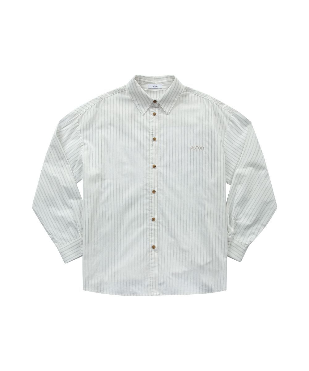 ASON 條紋寬版長版衫 米白 AS_P0000CXN