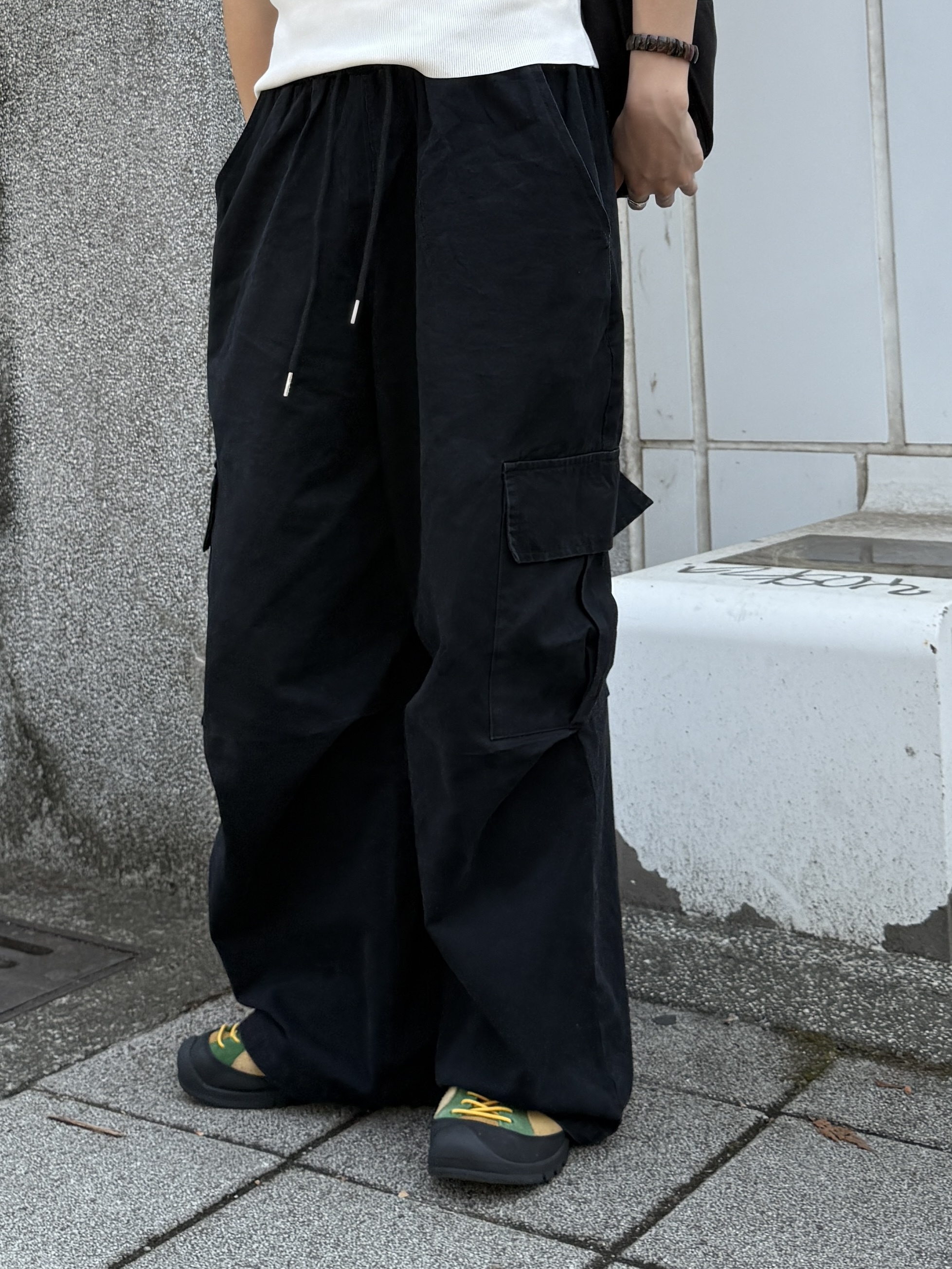 立體口袋工裝褲 (黑)