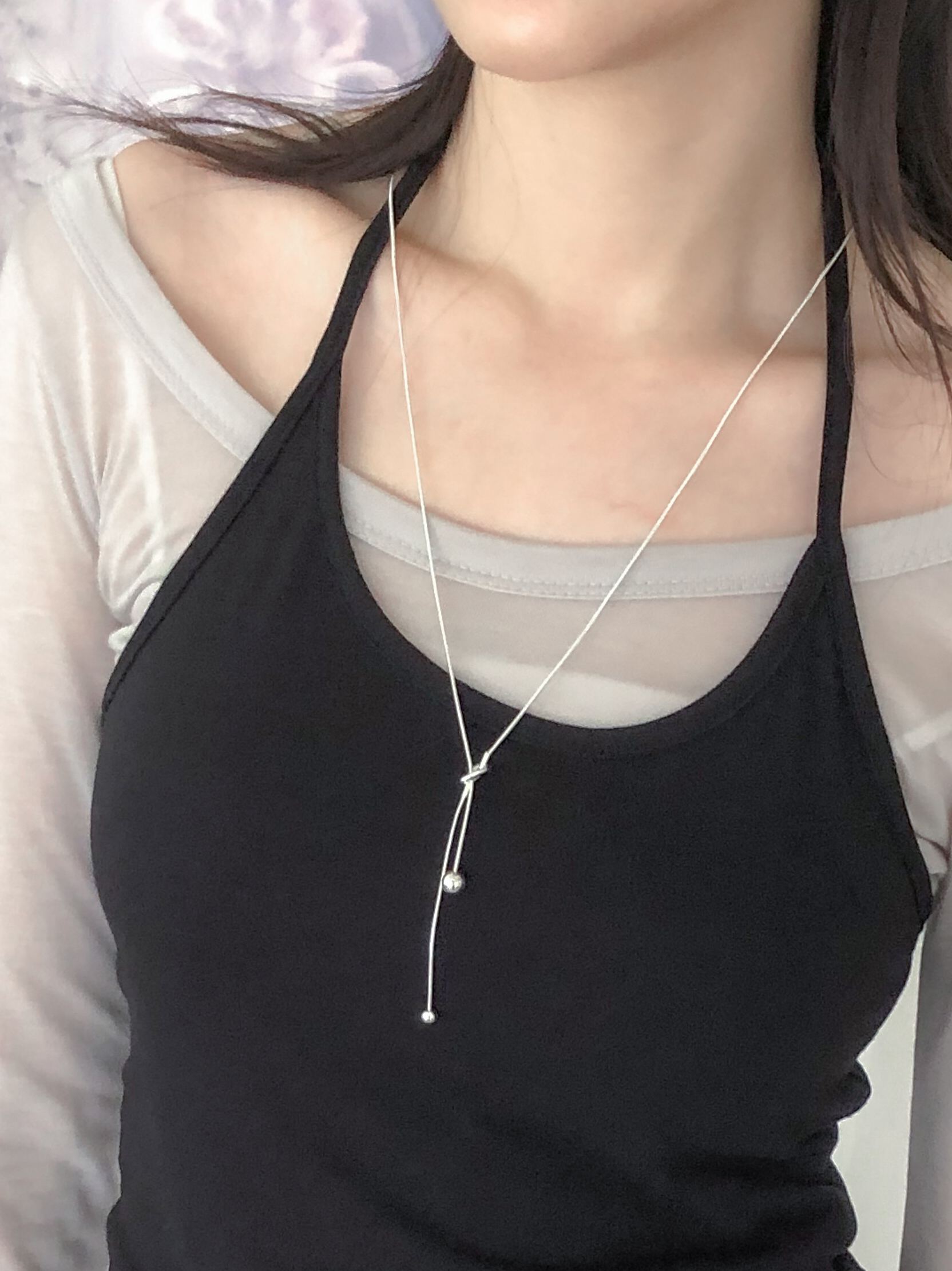 雙球垂墜滑珠項鍊