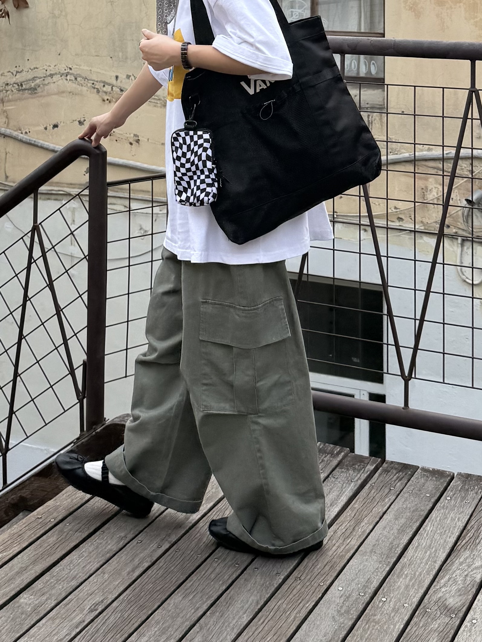 立體口袋工裝褲 (綠)