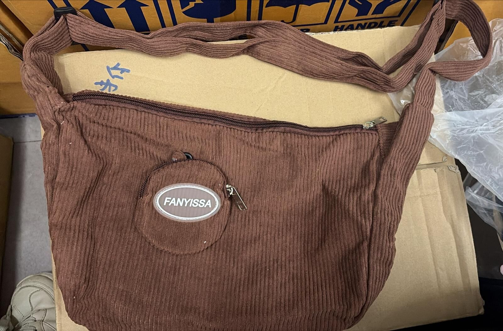 現貨 韓版簡約直紋餃子袋+小圓形散錢包（啡）（#920地左）