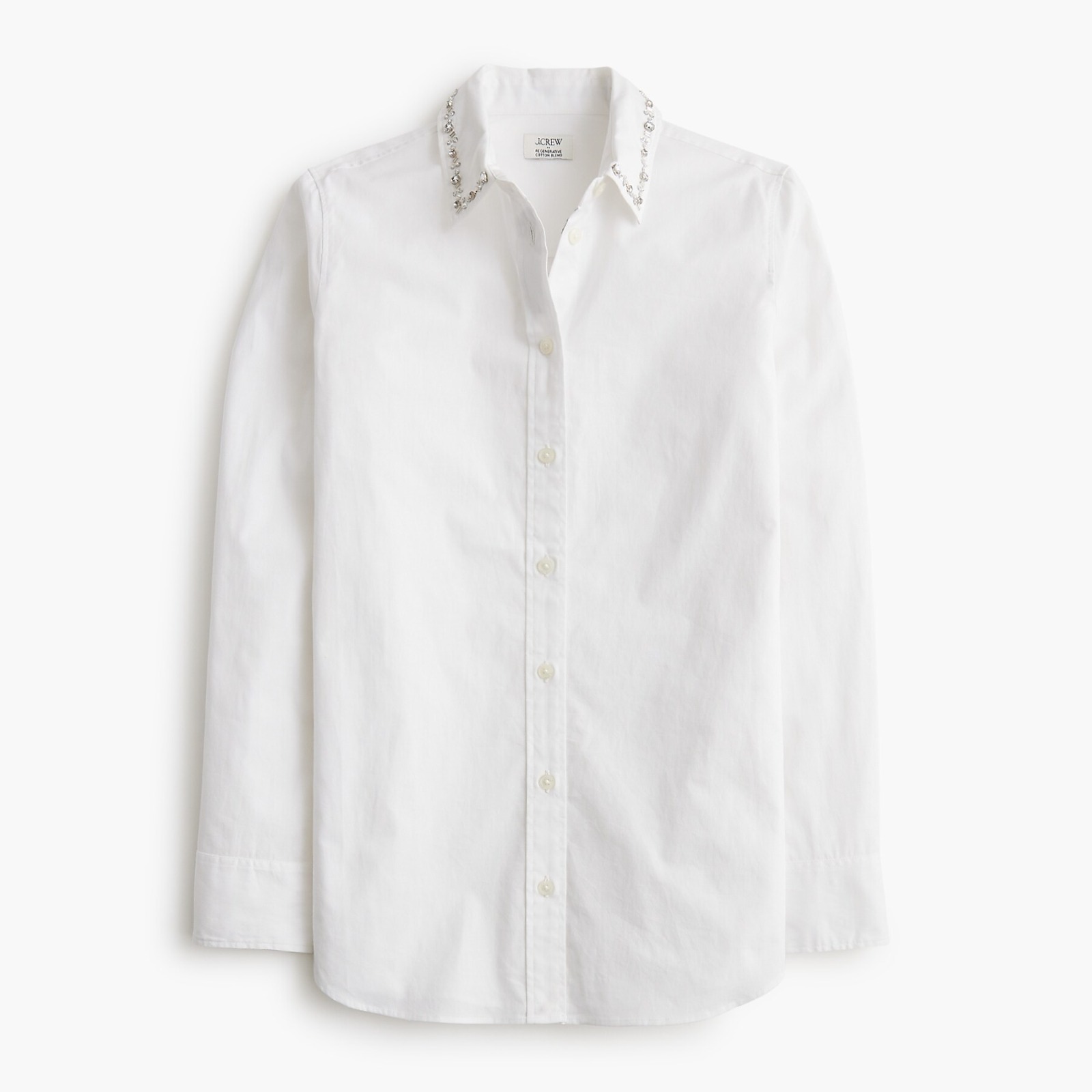 OBS405 J.Crew 閃鑽領白恤衫｜氣質升級款