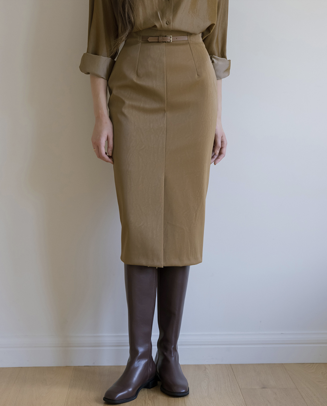 Janice 復古塗層鉛筆裙 [ 3色 / S,M,L]