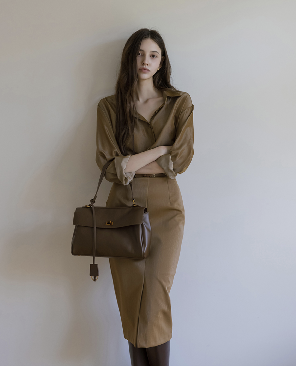 Janice 復古塗層鉛筆裙 [ 3色 / S,M,L]