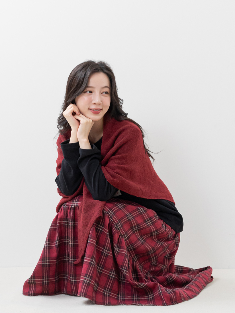 輕暖素色質感針織披肩