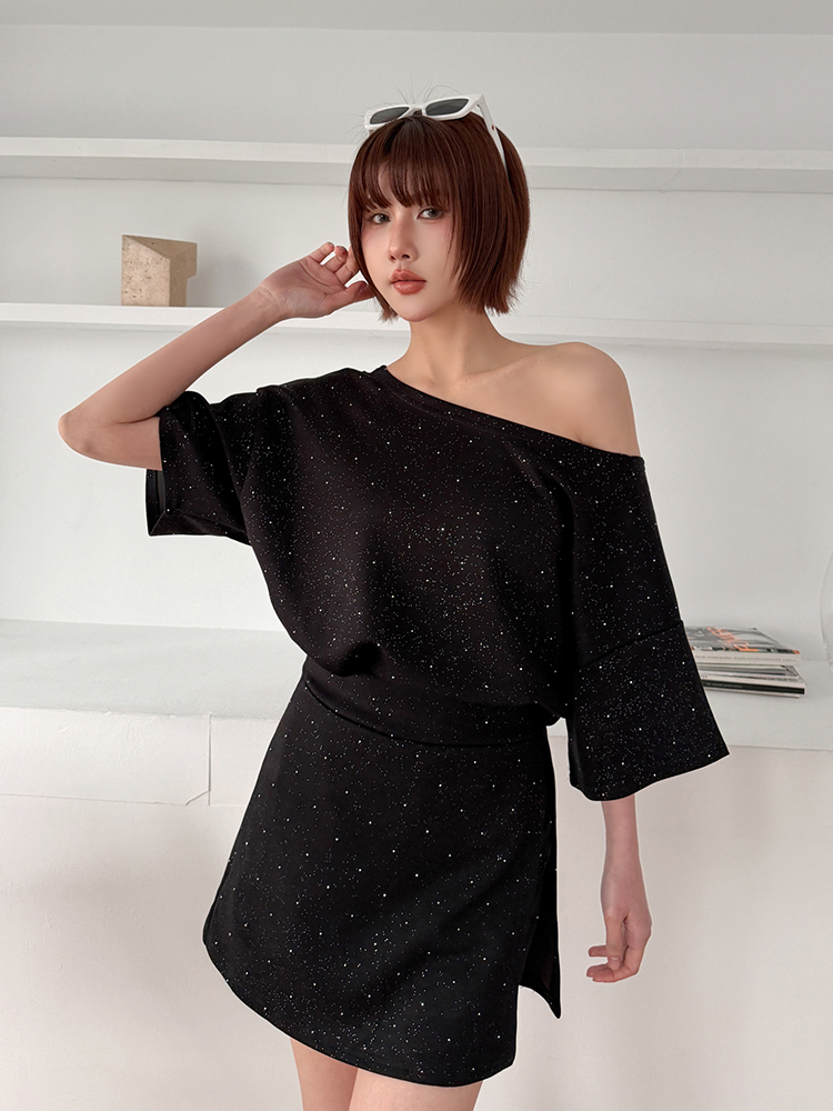 BB 碎鑽休閒系✨oversized T+褲裙套裝 (3色 有安全褲)