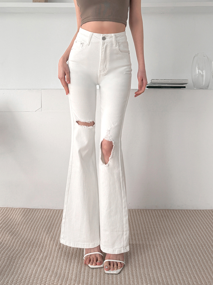 命定神褲！雙割破喇叭褲 (2色，S-L)