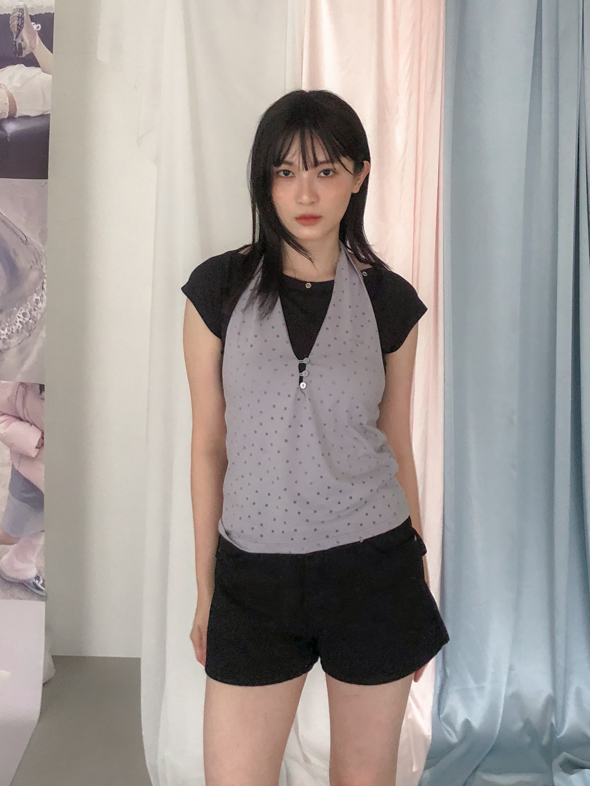 dot halter sleeveless #背心