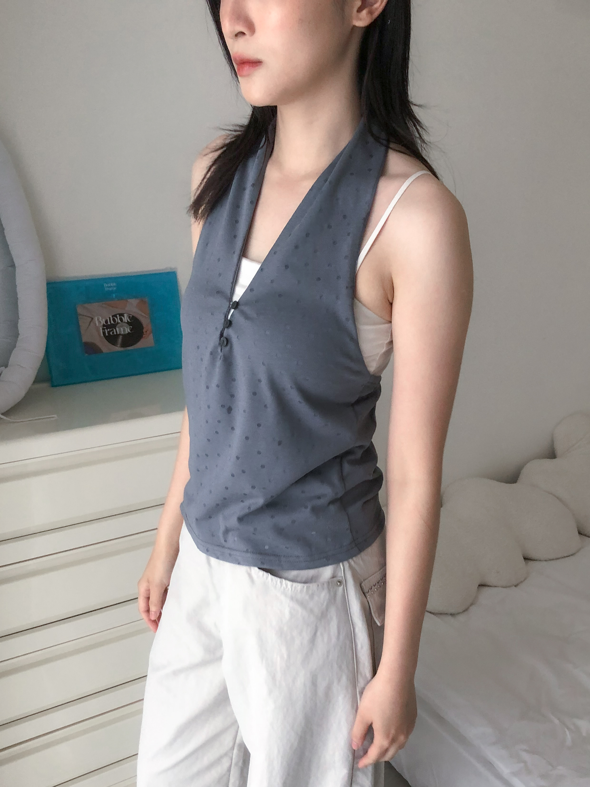 dot halter sleeveless #背心