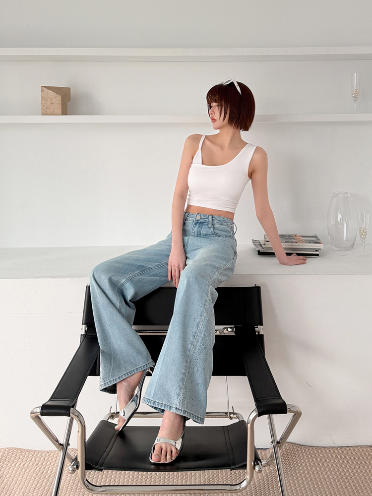 韓版1:1 低調質感·側鑽·落地褲 (S-XL)