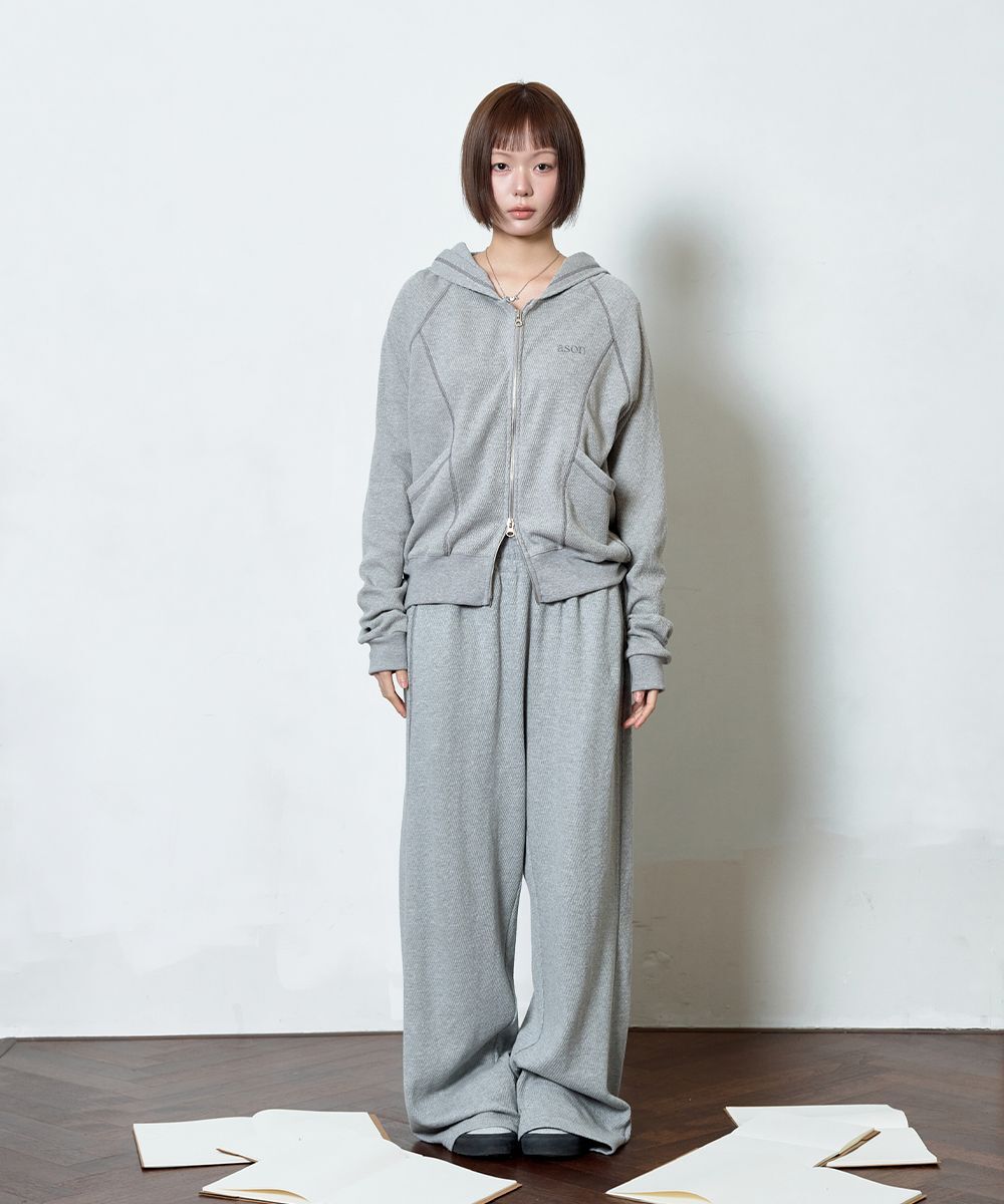 ASON Bunny 華夫格寬版訓練褲 灰色 AS_P0000CWF